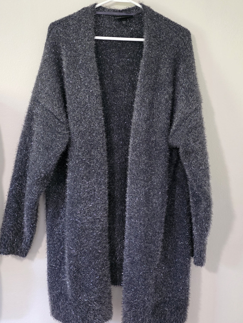 Lane Bryant Charcoal Fuzzy Open-Front Cardigan